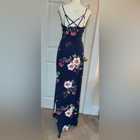 Fortune + Ivy Maxi Floral Dress with Criss Cross Back - Picture 5 of 6